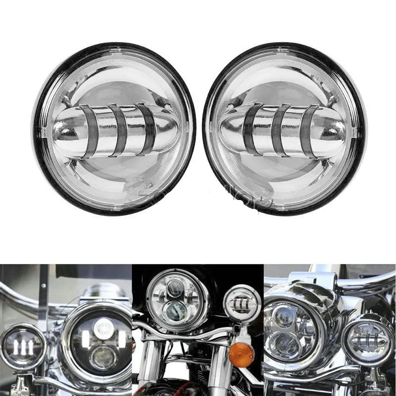 Chrome LED Projector Daymaker Headlight & Passing Lights Fit Harley Davidson