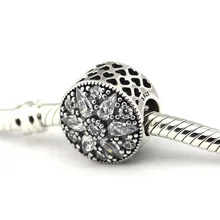 Аутентичные стерлингового серебра 925 Шарм блестящие бусины с кристаллами для изготовления ювелирных изделий подходят браслет или ожерелье с шармами perle