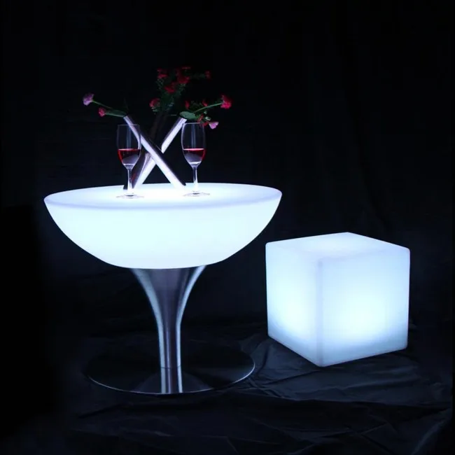 IP65 Waterproof 16 colored Change Light in Dark Illuminated Coffee Bar Furniture Table SK-LF18 (D66*H58cm) for Party Event 10pcs