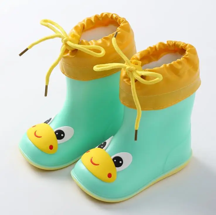 Новая модная классическая детская обувь из ПВХ резины детская обувь с героями мультфильмов детская водонепроницаемая обувь непромокаемые сапоги - Цвет: green 2
