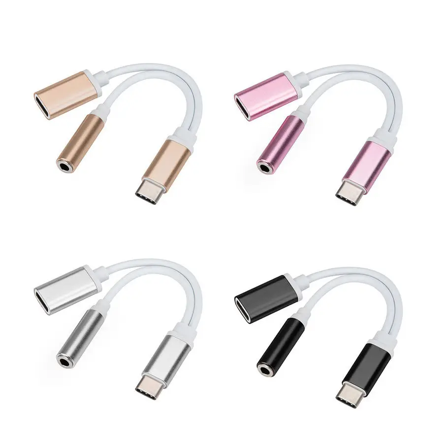 20pcs bundle 2 In 1 USB C Type C 3 5mm Audio Jack Headphone Adapter For Motorola Moto Z Droid 20 pieces