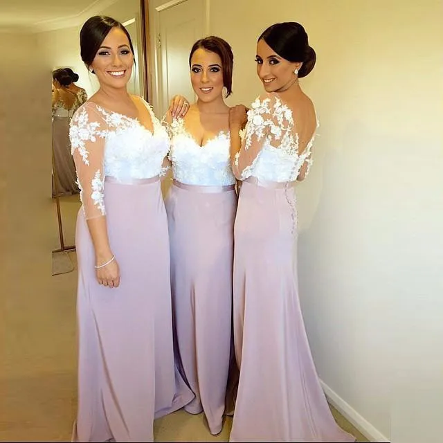 2017 Cheap Long Bridesmaid Dresses V Neck Appliques Lace Mermaid Plus Size Maid of Honor Dress Wedding Party Gowns | Свадьбы и