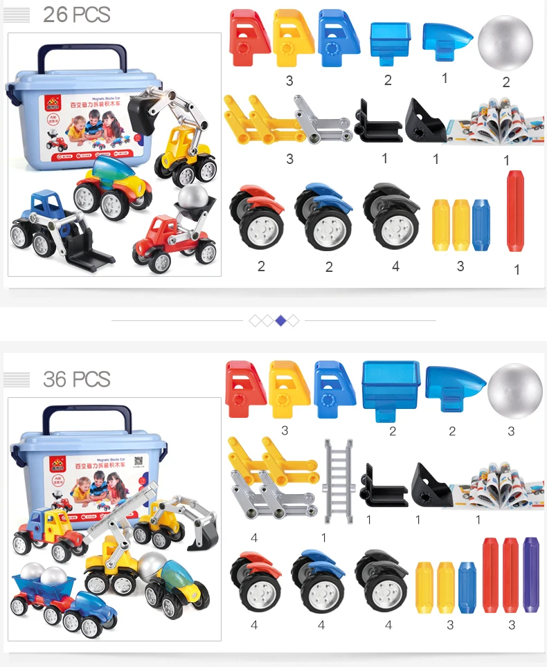 Modelo de Carro Designer Magnético Tubo Faça Você Mesmo Construção Carros Modelo Conjunto Menino Crianças Engraçado Ímãs Tijolos Jogos Brinquedos Presentes 20 Carrinhos de brinquedo e de metal