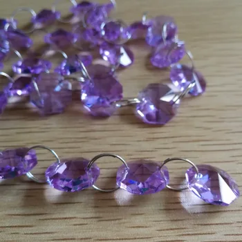 

10meters Lilac octagon bead chain decorative glass bead strand chandelier lamp chains glass garland strand for wedding