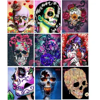 

diy popular paintings for halloween skull sketelon pictures by numbers full diamond embroidery diamond mosaic sale needlework