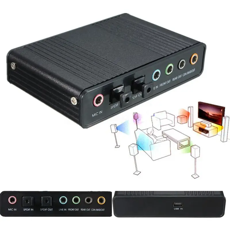 Внешний USB 5,1 3D Аудио Звуковая карта Virtual 7,1 Channel конвертер Кабель-адаптер