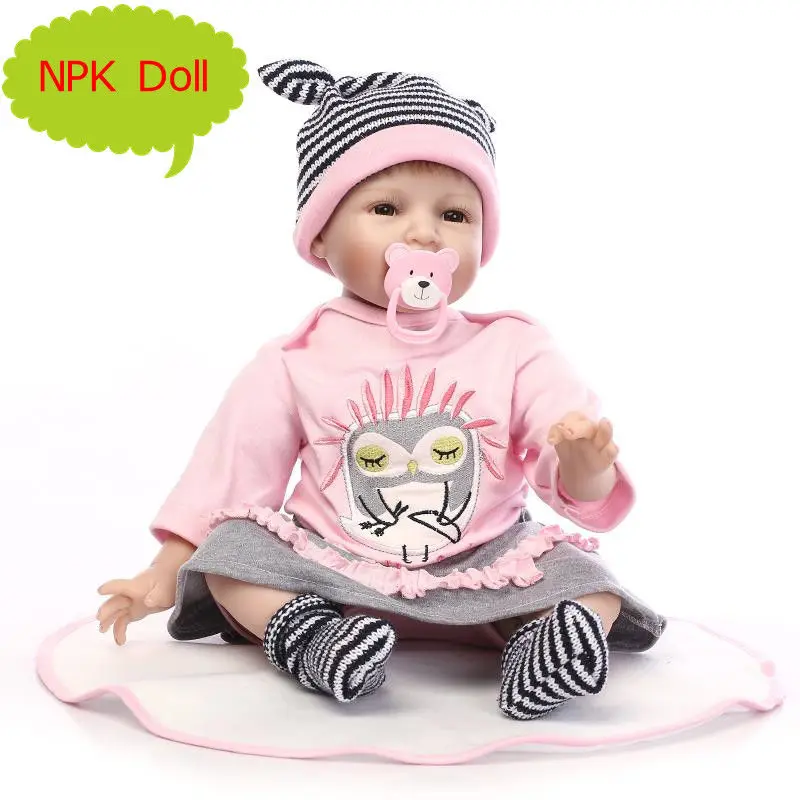 

55cm NPK Silicone Reborn Baby Dolls Realistic Bebes Playmate Boneca In Lovely Clothes As Birthday Gift For Children Kids Toys