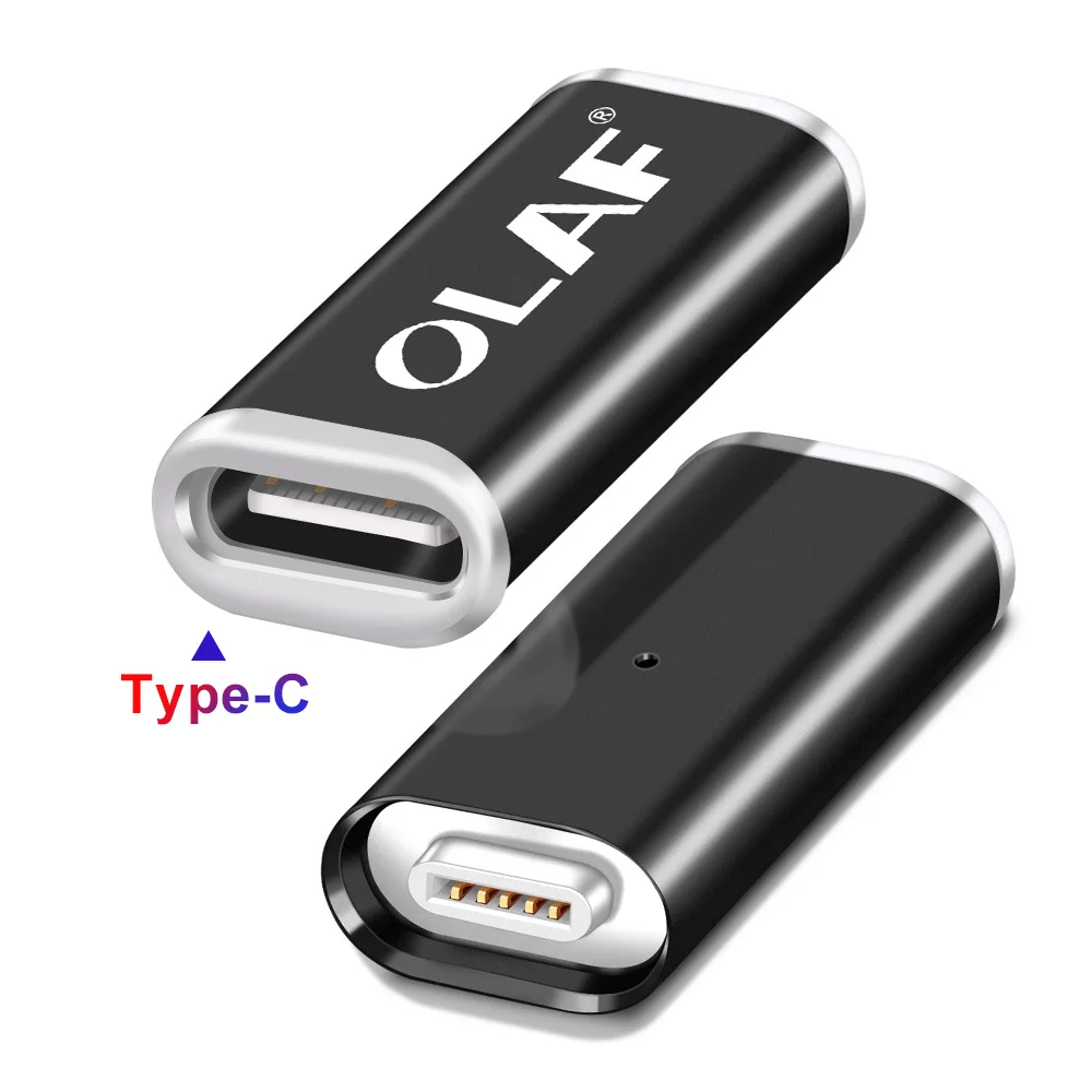 Олаф Магнитный адаптер для телефона Micro USB/type C для зарядного устройства для iphone 7 X XR XS Max адаптер для преобразования для samsung S8 S9 Plus - Цвет: Black USB C