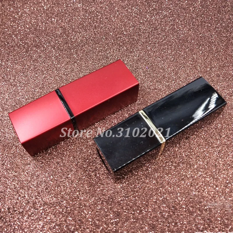 

30/50/100pcs 12.1mm Square Dull Polish Ancient Red Lipstickt Pipe Shell DIY Cosmetic Bright Black Lip Balm/Rouge Tube Container
