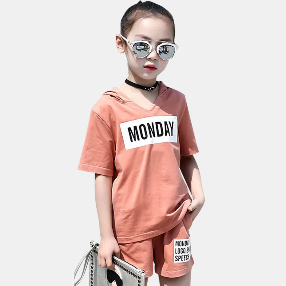 

Girls Summer Clothing Set Print Kids Clothes Sports Suit For Girls 6 8 12 Years Children's Costumes For Girl Casual Shirt+Shorts