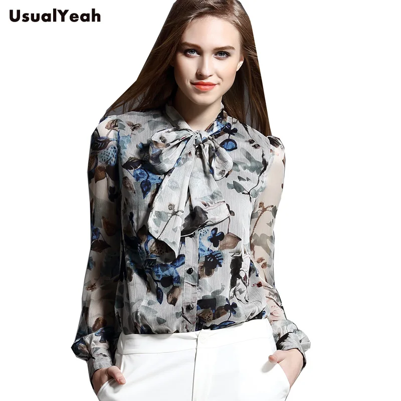 Vente Nouveau 2018 Style De Mode En Mousseline de Soie Floral Femmes de Corps Blouse Tops Chemise Arc Col Lanterne Manches Blusa Feminina S M L XL