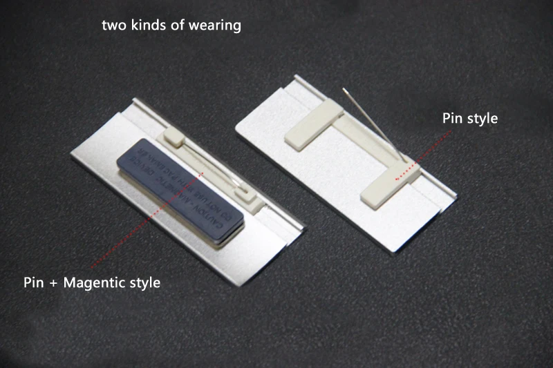 DEZHI 70X32mm LOGO Customized Metal Name Badge Holder with Paper Replacement, Pin/Magnet for Manager Staff, 20pcs/lot