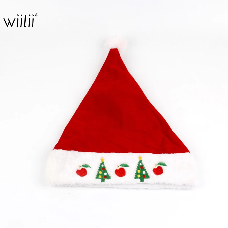 

Wiilii Christmas Cap Decorations Xmas Embroidered Hat Soft Thick for Home Decor Holidays Party Fashionable Adornment