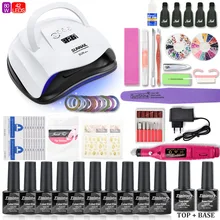 Маникюрный набор с УФ-лампой, акриловый набор для ногтей, УФ светодиодный светильник для маникюрных комплектов, 10 шт., 8 мл, УФ-набор гель-лаков для ногтей, инструменты для маникюра