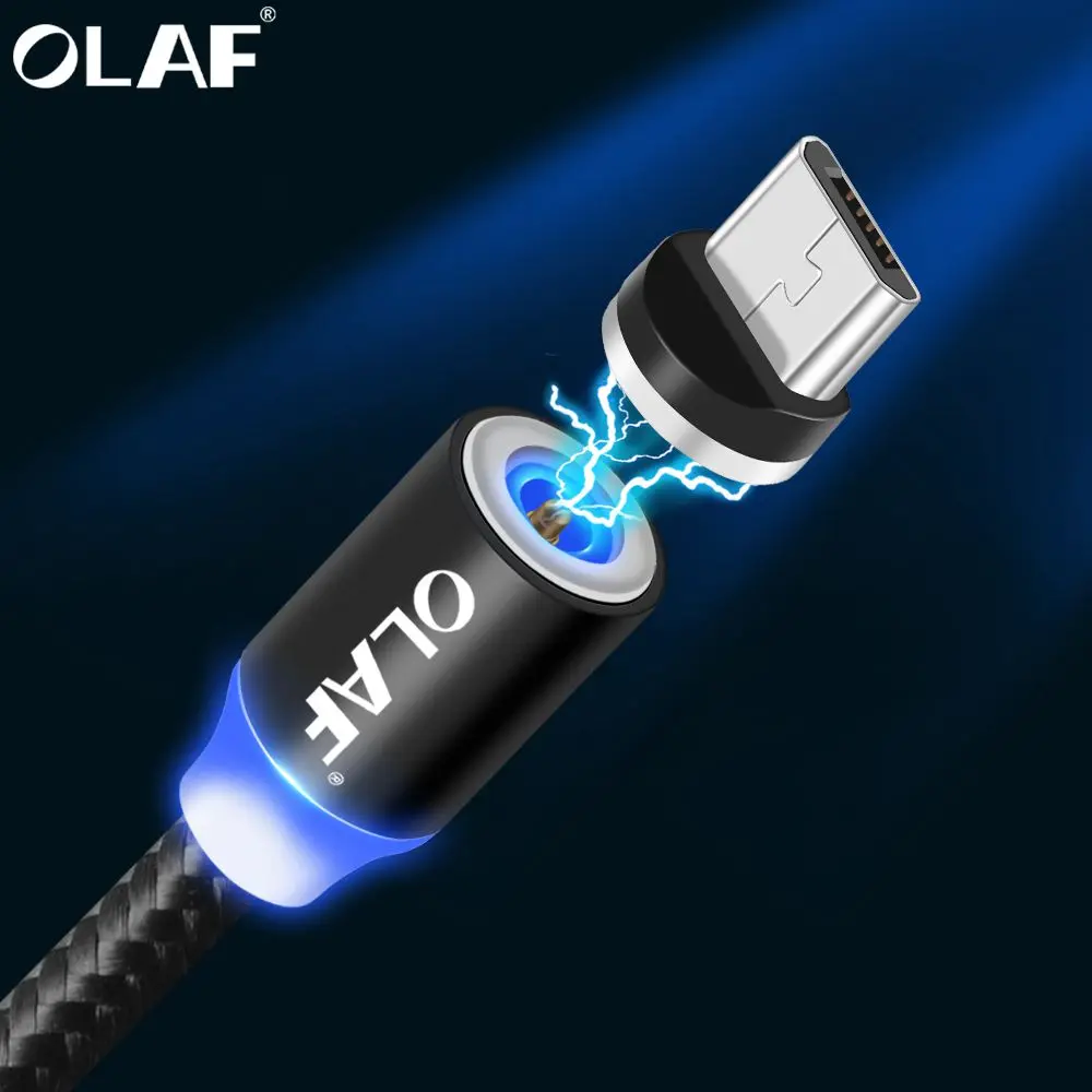 

OLAF Magnetic Micro USB Cable 2A Charge 1M 2M LED Magnet Charger Data Cable For Xiaomi 4X Huawei P8 Lite Samsung A5 J5 J7 2017
