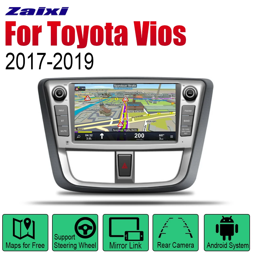 

ZaiXi Auto DVD Player GPS Navigation For Toyota Vios 2017~2019 Car Android Multimedia System Screen Radio Stereo
