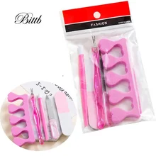 Bittb 5 шт. пилочки для ногтей Губка сепаратор для пальцев ноги, художественная шлифовка ногтей буферы пилка, мертвой кожи кутикулы толкатель инструменты маникюрный набор