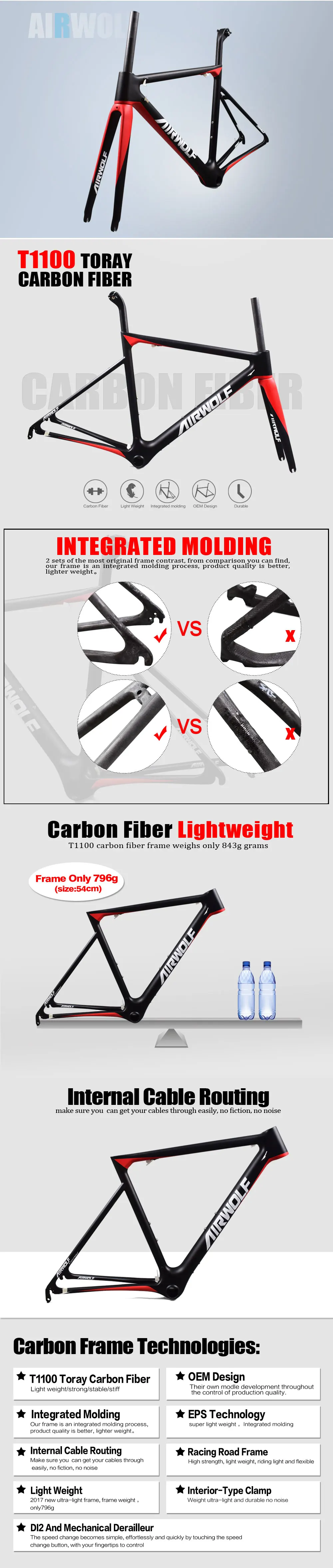 Discount 2018 carbon road frame toray T1100 monocoque carbon road frame only 843g Mechanical Derailleur and Di2 frame road carbon china 11 Discount 2018 carbon road frame toray T1100 monocoque carbon road frame only 843g Mechanical Derailleur and Di2 frame road carbon china 11