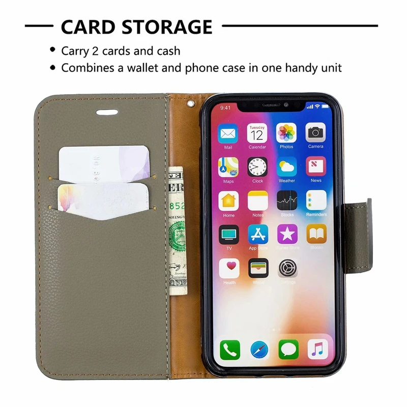 Кожаный чехол кошелек для Galaxy A51 A71 M10 M20 M30 A10 A20 A30 A40 A50 A70 Leechee книжка из ТПУ с