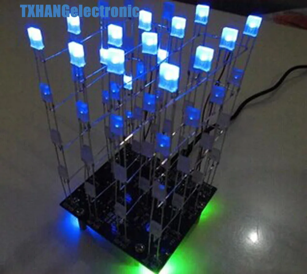 Шт. 1 шт. электронный дизайн DIY kit Cube 4*4*4 синий куб 51 микроконтроллер
