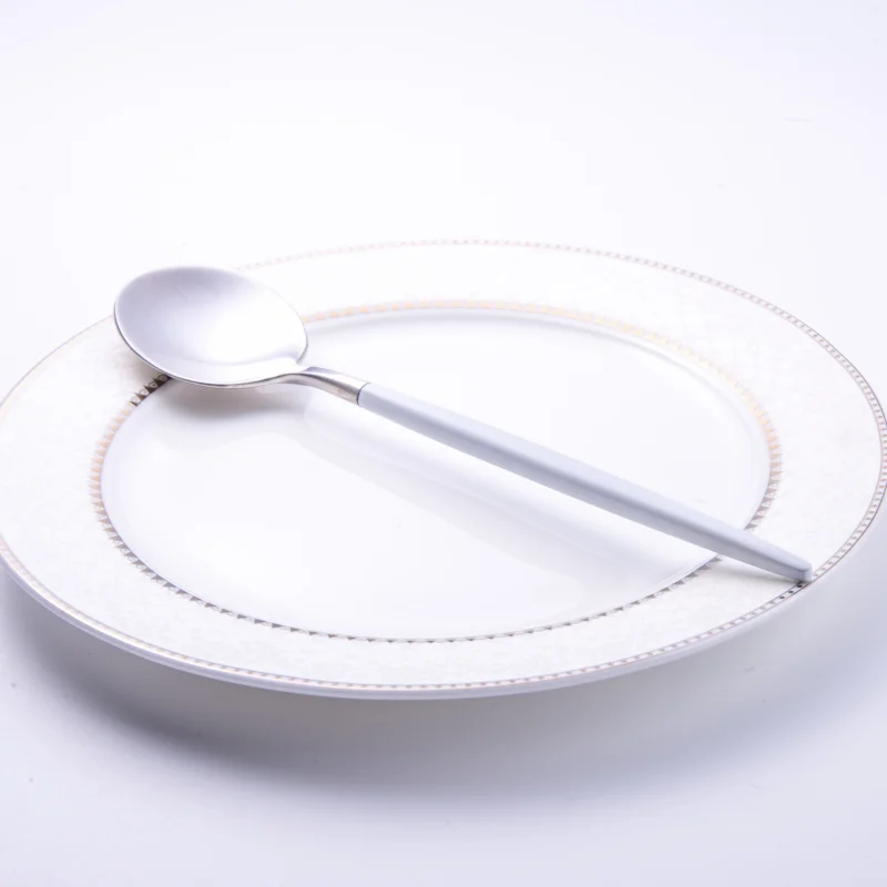 Silver Dinner spoon FRM белый утолщенный высококачественный матовый набор столовых приборов из нержавеющей стали, Западный Набор ножей и вилок, десертный нож и вилка, ложка - Цвет: Silver Dinner spoon