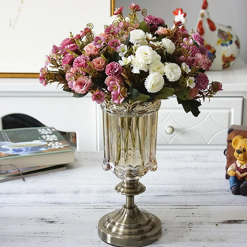 Flone Artificial Flowers High Quality Silk Bouquet Fake Flowers Wedding Display Flower European Style Carnation Home Decoration (10)