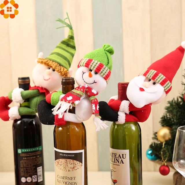 1pc christmas bottle sets santa claus wine bottle cover holders gift bags home decor wedding - Christmas Bottle Decorations 1pc christmas bottle sets santa claus wine bottle cover holders gift bags home decor wedding - Christmas Bottle Decorations