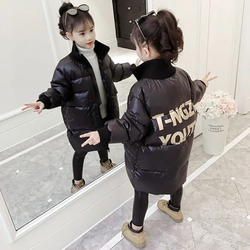 

INS hot Girls parkas 4-13 years old kids long thick coat Windproof high collar trench coat fashion Windbreaker heavy coat