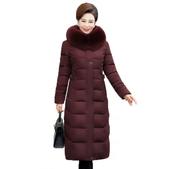 

High Quality Women Winter Down Jacket With Fur Collar Hooded Warm Thicken Female Coat X-long Ladies Parka Parkas