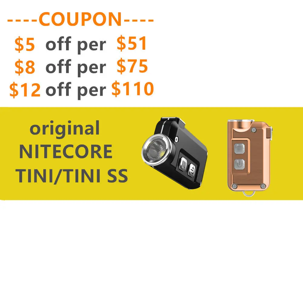 Nitecore TINI 380 Lumens LED keychain light Flashlight USB charging Red