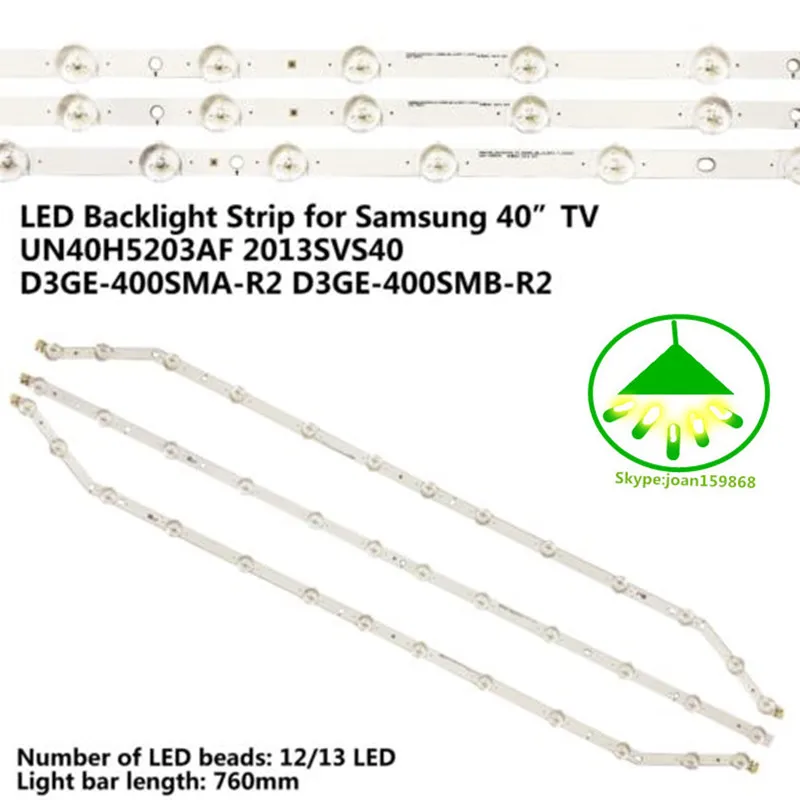 

6PCS 76cm LED Backlight Lamp For Samsung 40'' TV UN40EH5000 D3GE-400SMB-R1 D3GE-400SMB-R2 2013SVS40 BN96-28767A BN96-28766A
