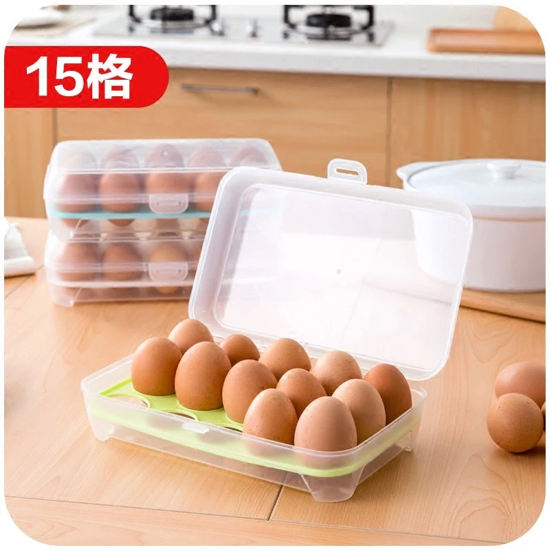 Коробка для яиц на холодильник, еда, замороженное яйцо, кухня, прозрачная пластиковая коробка, 15 ячеек, коробка для хранения яиц