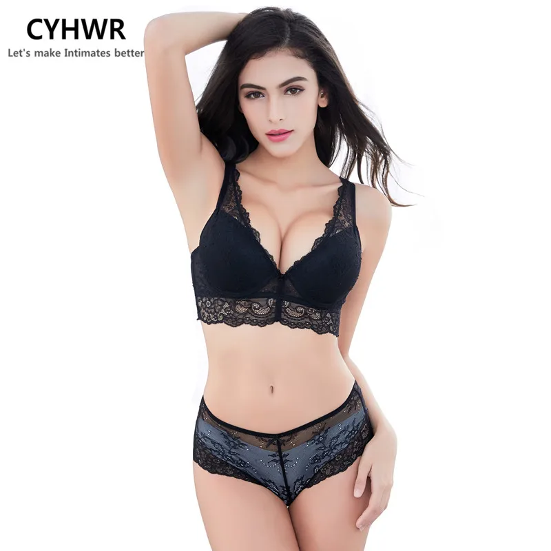 CYHWR, сексуальный кружевной ультра-тонкий прозрачный бюстгальтер, пуш-ап, однотонный, широкий плечевой ремень, нижнее белье