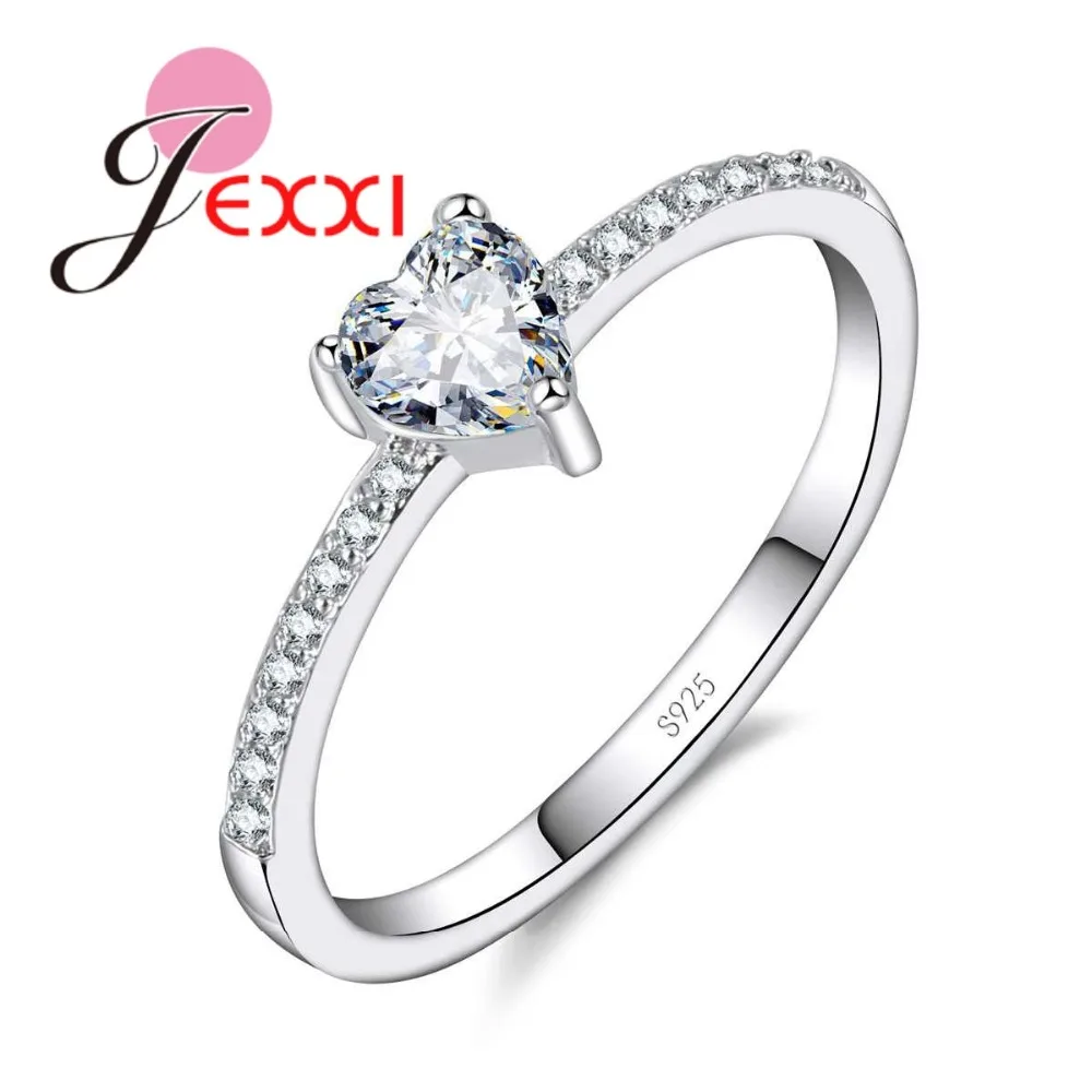 

Classic Simple Style 925 Sterling Silver Ring Love Heart Sparkling Ring Original Wedding Engagement Jewelry Wholesale