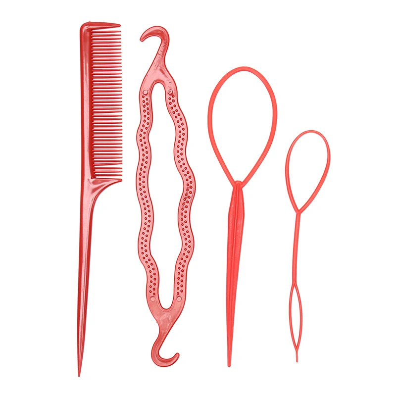 4Pcs/Set Magic Hair Styling Accessories Set Braiders Hair Pin Bun Roller Maker Hair Braiding Twist Curler Styling Tool 6 Colors