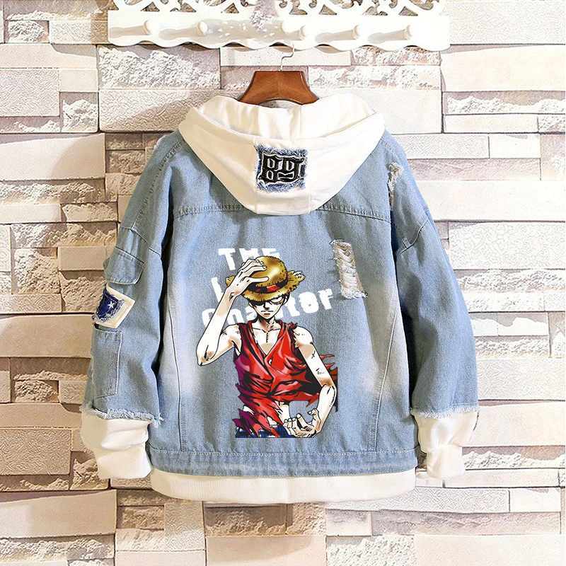 Новое поступление для Аниме one piece Luffy дизайн свободные джинсы пальто унисекс с капюшоном джинсовая куртка Толстовка Мода для мужчин и женщин