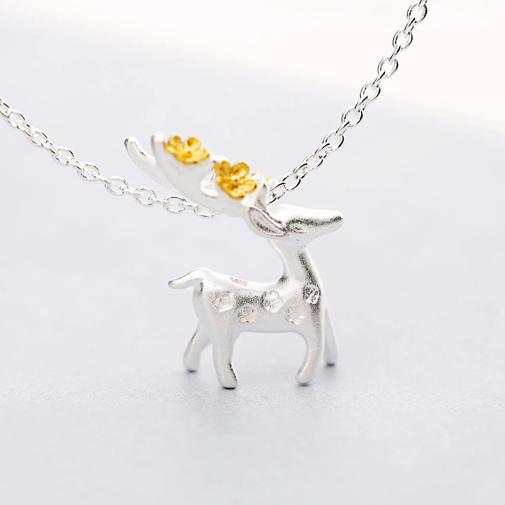 Plum Elk women 100% 925 Sterling silver nacklace Jewellery Clavicle chain pendant charms