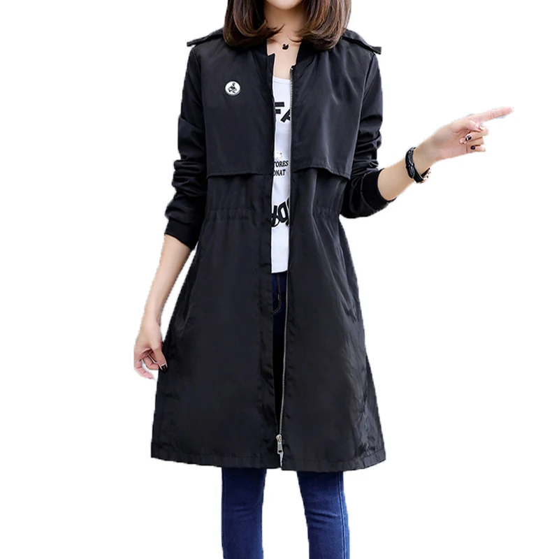 New 2018 Spring Autumn Women Trench Coat Slim Medium Long Causal Ladies