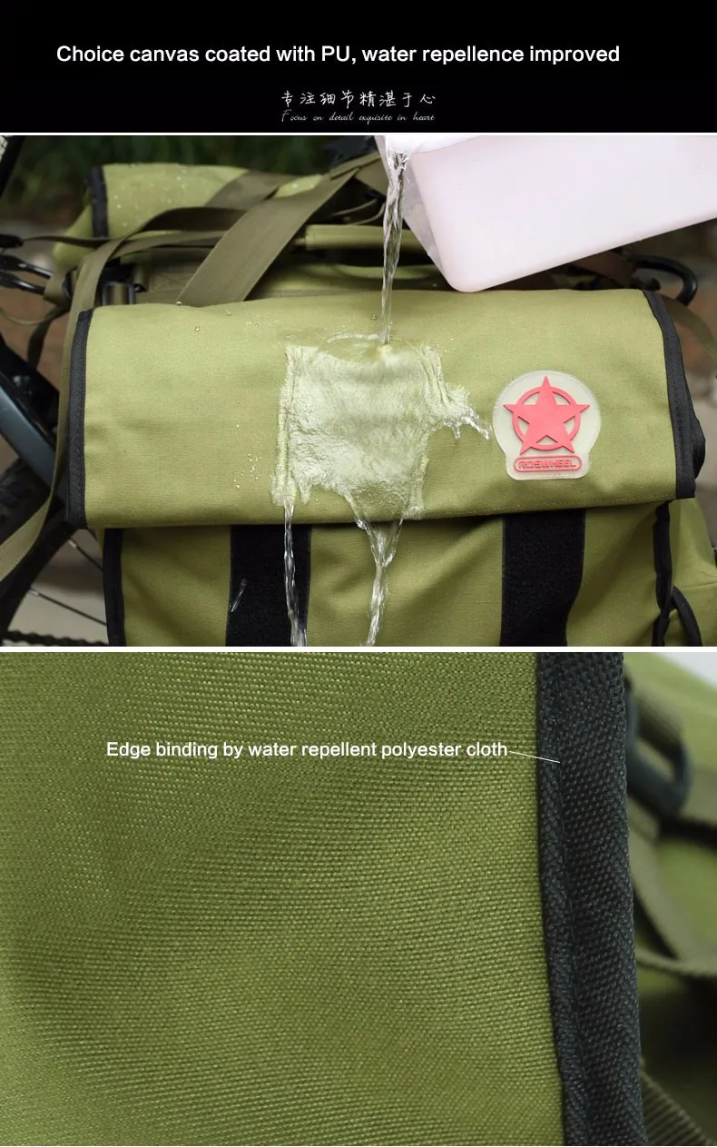 Perfect Roswheel Green Canvas Waterproof Double Bicycle Pannier Rear Seat Bag Bike Pouch 40-50L Bike Trunk Rack Bag Bycicle Carrier Bag 1 Perfect Roswheel Green Canvas Waterproof Double Bicycle Pannier Rear Seat Bag Bike Pouch 40-50L Bike Trunk Rack Bag Bycicle Carrier Bag 1