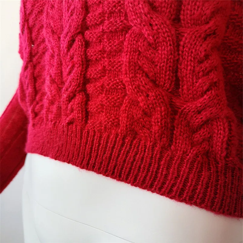 Fashion sweater women winter 2018 Casual High collar sexy umbilical twist Casual Knitted Pullover Sweater Invierno O18#N (11)
