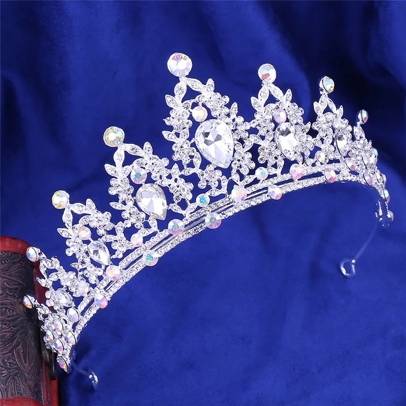 

New Silver AB Crystal Bride Tiara For Weeding Rhinestone Crown Bridal Tiaras Head Jewelry Diadem Headbands Wedding Headdress