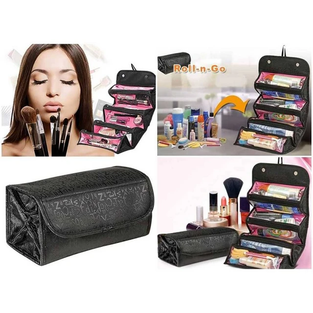 Travel Roll-up Cosmetic Makeup Case Foldable Organizer Pouch Hanging  Toiletry Wash Bag Storage Bags 4 Zipper Compartment - AliExpress