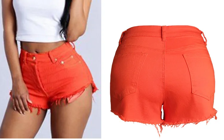Summer solid color wide leg shorts female Europe and the United States slim high waist candy color pants (2)