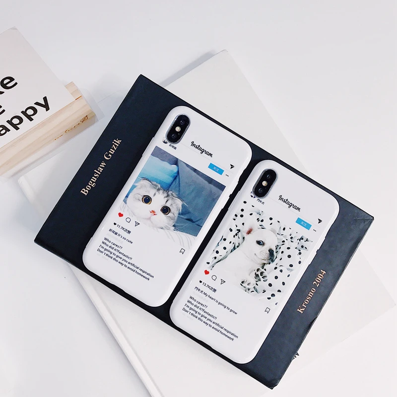 

Cute Instagram Dog Cat Case For Coque iPhone X Xs Max Xr Cases For iPhone 6 6s 6plus 7 8 8plus Soft TPU Silicone Cover Funda