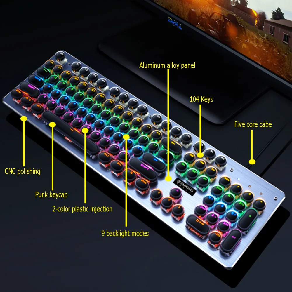 K11 панк Keycaps USB проводной синий переключатель Механическая с подсветкой игровая клавиатура для игровой Esport