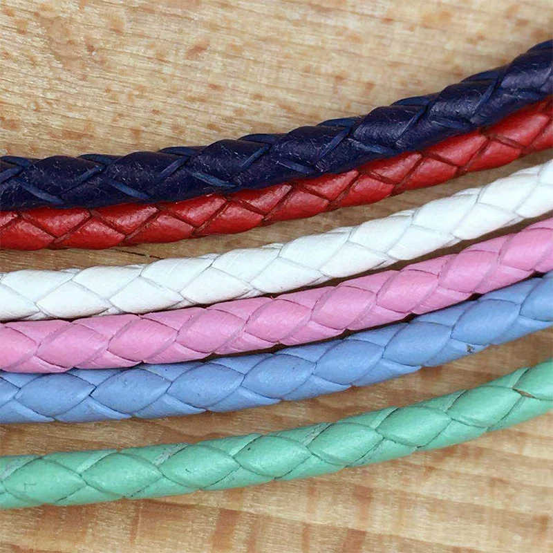 

1meter/lot 3mm Round Genuine Braided Genuine Leather Cord Jewelry Cow leather Rope DIY Fashion clothing bag accessories
