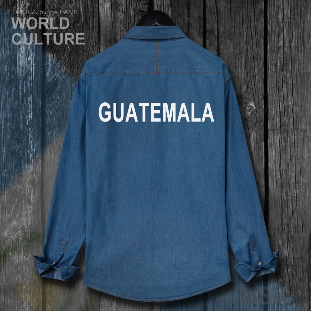 Guatemalan GTM GT Мужская одежда с флагом осень отложной модный воротник джинсовая рубашка с длинным рукавом Ковбойское пальто новое