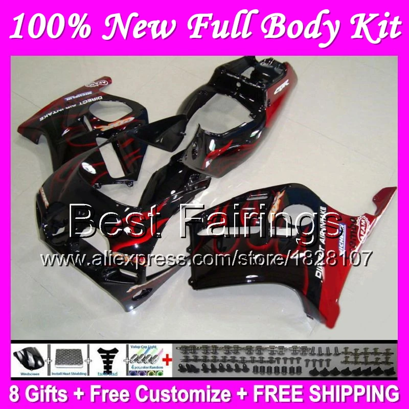 

Fairing For HONDA MC19 CBR250RR 86 87 88 89 86-89 red flames CBR250 RR B68 CBR 250RR 1986 1987 1988 1989 HOT red black +Decal