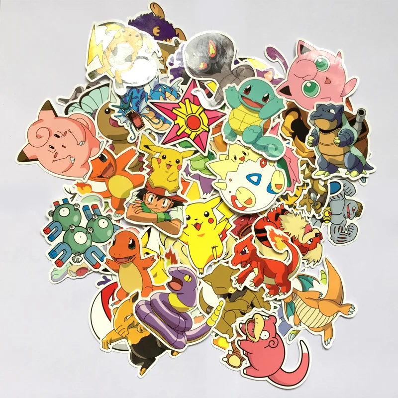 80 шт./лот Не Повторяйте ПВХ Наклейка Пикачу Pokeball Аниме стикеры Ha Ноутбук Наклейки