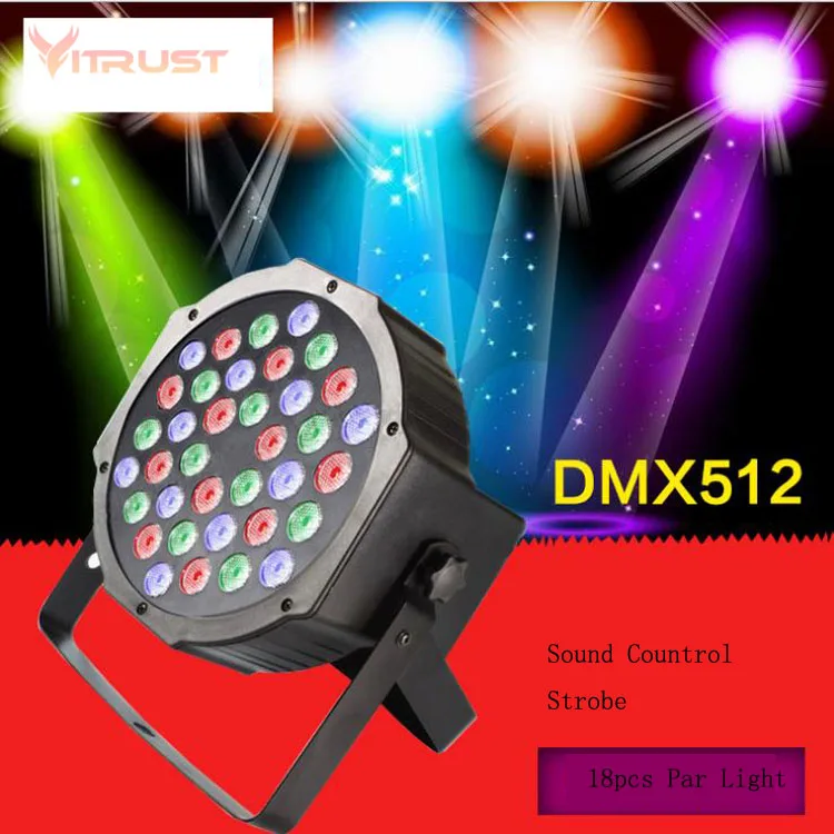

Par Lights RGB Stage Lamps PRO DJ Show Equipment Party Stage Lighting DMX512 Disco Bar Xmas 18 LED Strobe Lights Soundlight